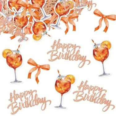 Imagem de SOFPLATE 1 caixa com cerca de 300 peças confetes laranja aniversário feliz aniversário mesa espalhar coquetel copo suco de laranja arco papel confete dispersão decorações de festa de férias para mesas