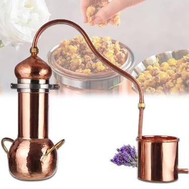 Imagem de Copper Moonshine Still 2L/3L - Destilador de alambique de cobre puro para uísque, óleos essenciais, hidrossóis e extratos de flores frescas, inclui tubo de resfriamento, kit de preparação caseira