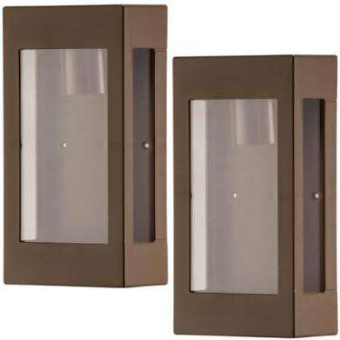 Imagem de Kit 2 Arandelas Luminárias de Parede Externa Jardim Marrom E27 Lente Transparente Prime Dital