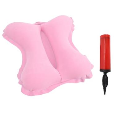 Imagem de Matybobe Almofada Flocada Macia Em Forma de Design Inflável para Casa, Carro, Viagem, Travesseiro de Apoio Emocional, Ideal para Mulheres e Meninas (Rósea)