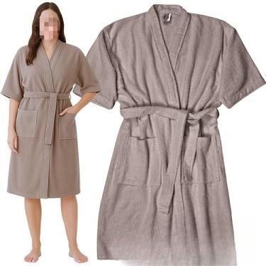 Imagem de Roupão de Banho Unissex 100% Algodão Atoalhado – Tamanho Único 38-48, Seca Bem para Piscina, Natação, Judo e Casa (MARROM TAUPE CABOCLA,UNICO - VESTE 38 AO 48)