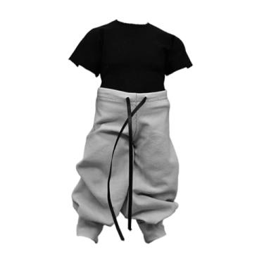 Imagem de menolana Conjunto de calça de moletom e camisa de manga curta em escala 1:12 para mini figuras de ação masculinas de 15 cm (6 polegadas).