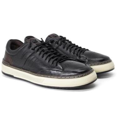 Imagem de Sapatênis Masculino Democrata Denim City Couro Cadarço Elástico Conforto 240106-Masculino