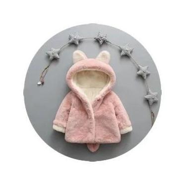 Imagem de Jaqueta De Pelúcia Com Capuz Para Meninas, Casaco De Inverno Quente E 