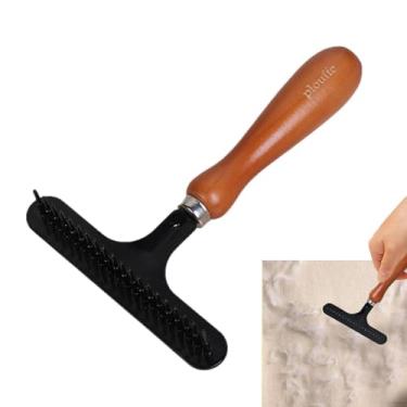 Imagem de Removedor de pelos de cachorro para sofá | Ancinho reutilizável portátil com cabo de madeira - removedor de pelos de animais de estimação - para cobertor, roupa de cama, lavanderia, interior de carro