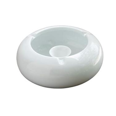 Imagem de Cinzeiro de porcelana branca para escritório cinzeiro de cerâmica criativo ornamentos de tanque de armazenamento decoração de casa presentes para extinguir fumaça bandeja de fumaça (B)