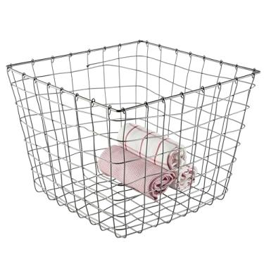 Imagem de G.E.T. Cesto de armazenamento utilitário de arame de ferro resistente, quadrado, 35,5 x 35,5 x 28 cm