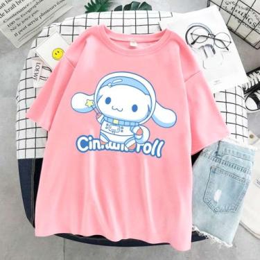Imagem de Camiseta Fofa Cinnamoroll Unissex, Rosa, G babylook