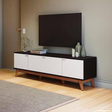 Imagem de Rack Kappesberg 3 Portas 3D Preto Fosco/Branco 180cm