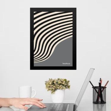 Imagem de Quadro Bauhaus Cinza Preto - Curved Sinuosity 45X34Cm Vidro