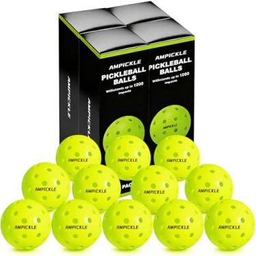 Imagem de AMPICKLE Bolas de pickleball, resiste a até 1000 impactos, resistente a rachaduras, conjunto de bolas de pickle para uso ao ar livre com 40 furos, padrão oficial da USAPA, bola de pickle para jogo de