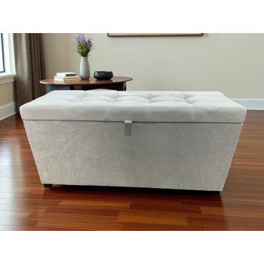 Imagem de PUFF BAÚ 1 METRO ESTOFADO EM MDF COM DOBRADIÇAS COM PISTÃO (Creme)