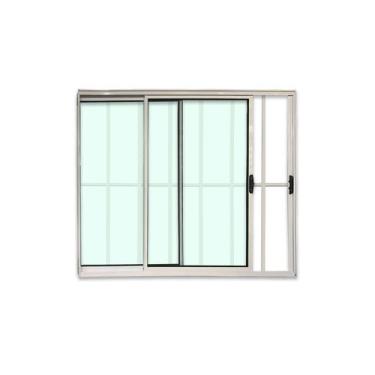 Imagem de Janela de Correr 2 Folhas com Grade de Alumínio Branco 100x150 - Breco