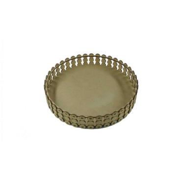 Imagem de Bandeja Redonda Lisa 25x25x4,5cm em MDF a Laser com Decoração de Pérol