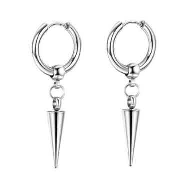 Imagem de Brincos De Argola Pendentes Em Aço Inoxidável Preto, Prata E Dourado C