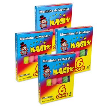 Imagem de Kit 2 Massinha De Modelar 6 Cores Magix 65g Multicolor