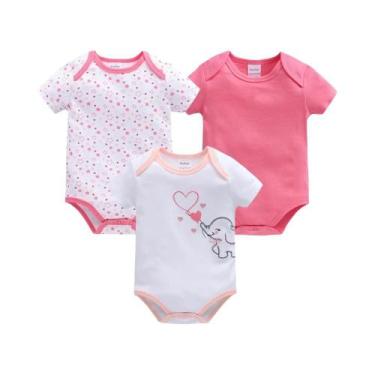 Imagem de Conjunto De 3 a 6 Peças De Macacões Rosa De Unicórnio Para Bebês Menin