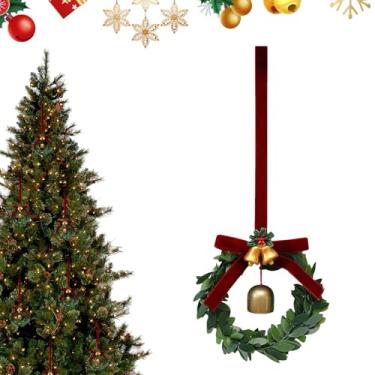 Imagem de Guirlandas de Natal para porta da frente - decoração simulada de pinhas | com guirlanda de sino de pinha - para férias, ano novo, sala de estar, quarto, lareira, escada, mesa, mesa, varanda, armário