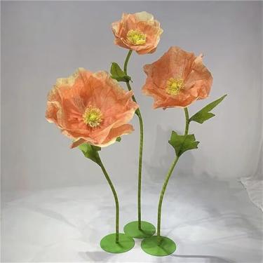 Imagem de Conjunto de 3 flores de papel grandes - adereços de flores artificiais gigantes para decoração de casa, festa, decoração de casamento e exibição de janela - decoração de flores falsas grandes