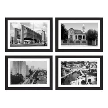 Imagem de Kit 4 Quadros Decoração São Paulo Avenida Paulista Retrô Sp Fotos Antigas Moldura
