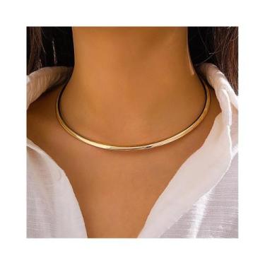 Imagem de Colar Choker Ajustável De Metal Vintage Dourado Para Mulheres, Joias D