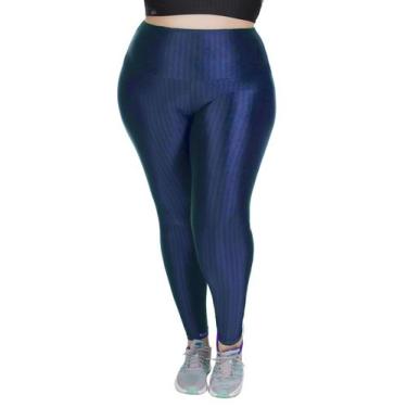 Imagem de Legging Cirre 3d Plus Size Cós Alto Brilho Poliamida - ASHYC, Azul mar