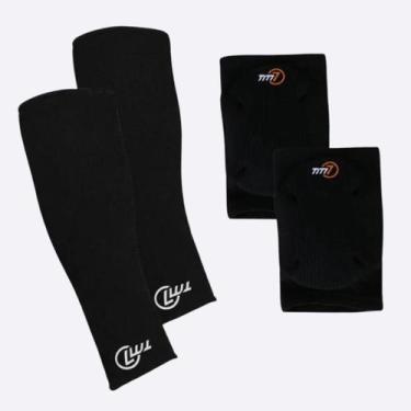 Imagem de Kit Joelheira Manguito Curto Para Volei Proteção TM7 -, Preto, G/GG