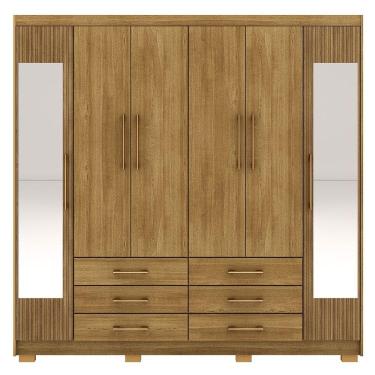 Imagem de Guarda-roupa Casal 6 Portas 6 Gavetas 100% Mdf Espelho Cadence Nature-brisa