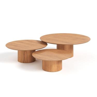 Imagem de Conjunto Mesa De Centro Ava Em Madeira Mel