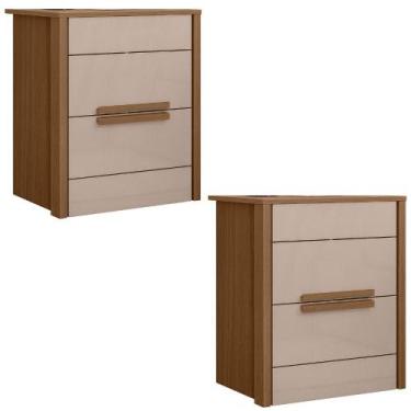 Imagem de Kit 2 Mesas de Cabeceira Dhara 2 Gavetas 51 cm Moval, Carvalho Fendi