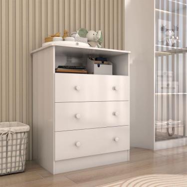 Imagem de Cômoda Infantil Sueño 3 Gavetas 100% Mdf Branco Brilho - Panorama Móveis