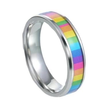 Imagem de Anel Neutro De Aço Inoxidável 201 Com Titânio Colorido Arco-Íris De 6m