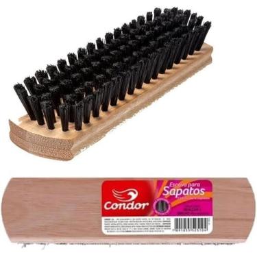 Imagem de Escova Para Sapatos Condor Cerdas Duo Sintética E Natural Lustra Limpe