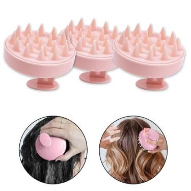 Imagem de Kit 3 Escova de Shampoo Massageadora Couro Cabeludo Silicone Banho Cui