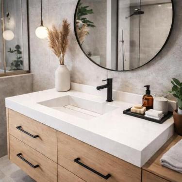 Imagem de Cuba Esculpida Em Porcelanato 70x40x15 moderno cor:branca - Prime