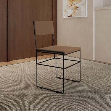Imagem de Cadeira Industrial Vitória Estofada Veludo para Mesa Sala de Jantar Cozinha Conforto - Preto/marrom