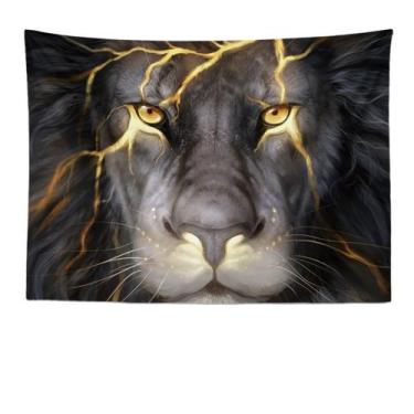 Imagem de Microtecido de parede Tapeçaria Animal Lion 150x130cm para quarto - yi