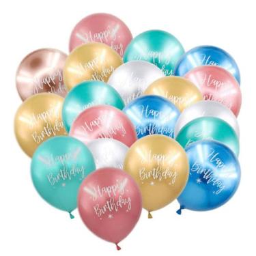 Imagem de Balões de látex de feliz aniversário, 100 unidades coloridas, festa de