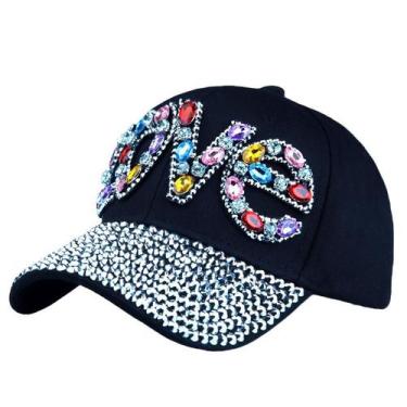 Imagem de Boné de beisebol de algodão Trucker com strass LOVE Design Adult - Yiw