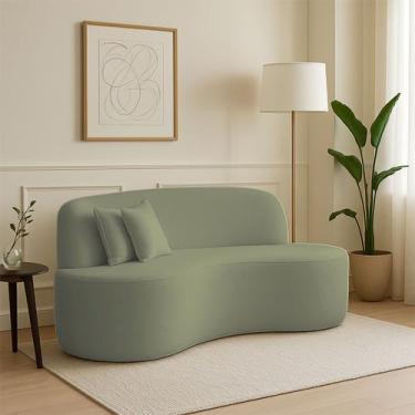 Imagem de Sofá Curvo 2 Lugares Feijão Forma Orgânica Bouclé Maranata - Aliança D