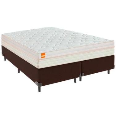 Imagem de Cama Box Queen e Colchão Tucson Molas Ensacadas Inducol Marrom