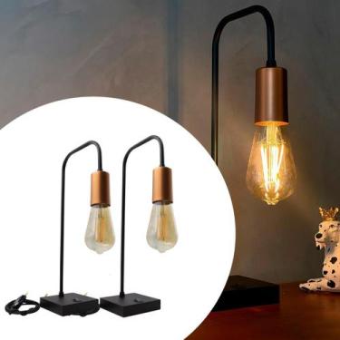 Imagem de Kit 2 Abajur Luminária de Mesa Curvado Moderno Clássico de alumínio e 