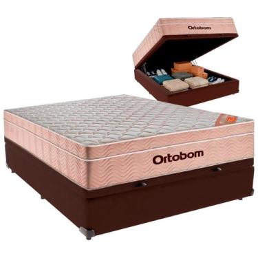 Imagem de Cama Box Baú Casal e Colchão Airtech Spring Pocket Molas Ensacadas Ort