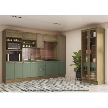 Imagem de Armário de Cozinha Modulada Completa Reta 8 peças 4,00m 266 Botanic Ka