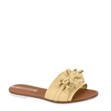 Imagem de Chinelo Rasteira Feminina Slide Laço Moleca 5297.446 - Manteiga - 36, 