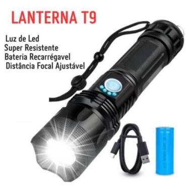 Imagem de Lanterna Tática T9 Compacta e Potente - Lanterna Tática Led Recarregáv