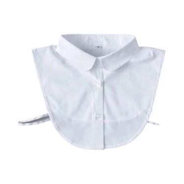 Imagem de Camisa Feminina Preta E Branca Com Gola Vertical Versátil E Renda Fals