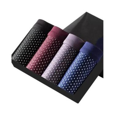 Imagem de Cuecas Boxer Masculinas De Seda Gelada 4 Peças Respiráveis Finas Sem C