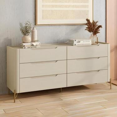 Imagem de Cômoda com 6 Gavetas 178cm Pés em Metal 100% MDF - Casa Lar Inco Q, Lu