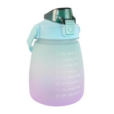 Imagem de Garrafa de plástico com canudo e alça 900ml tie dye academia - Amigold